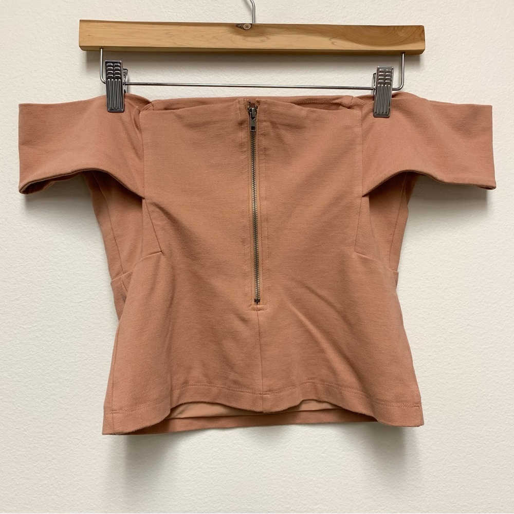 Anthropologie Deletta Off the Shoulder Top Size Small Peachy Rose Ponte‎ Knit - Picture 8 of 11